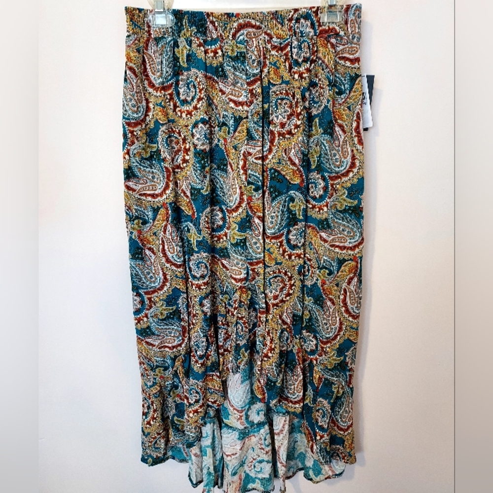 Vibrant Paisley skirt Petite Med Flowy Artsy Festival Boho Fairy Gypsy Summer